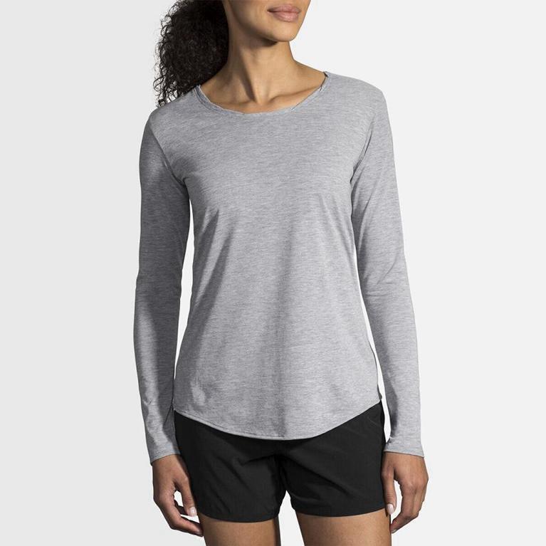 Brooks Distance Hardloopshirts Met Lange voor Dames Grijs (VGSRI-2395)